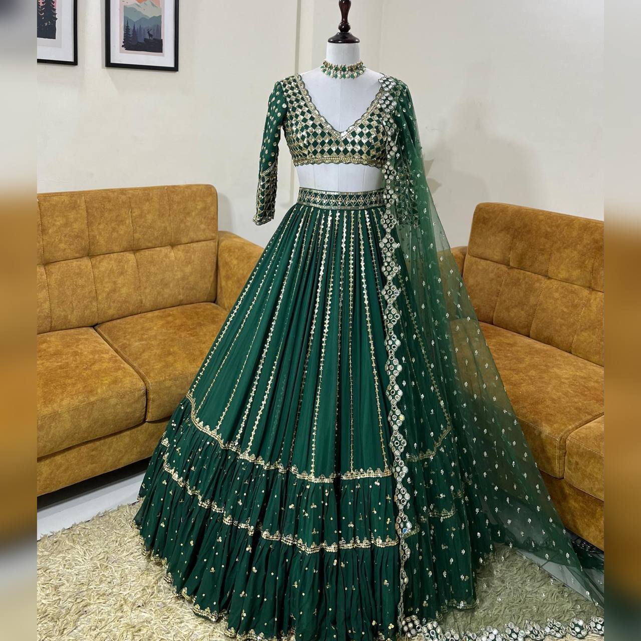 Womens Fashion Clothes Lehenga for Eid in Grey Embroidered Fabric LLCV07698