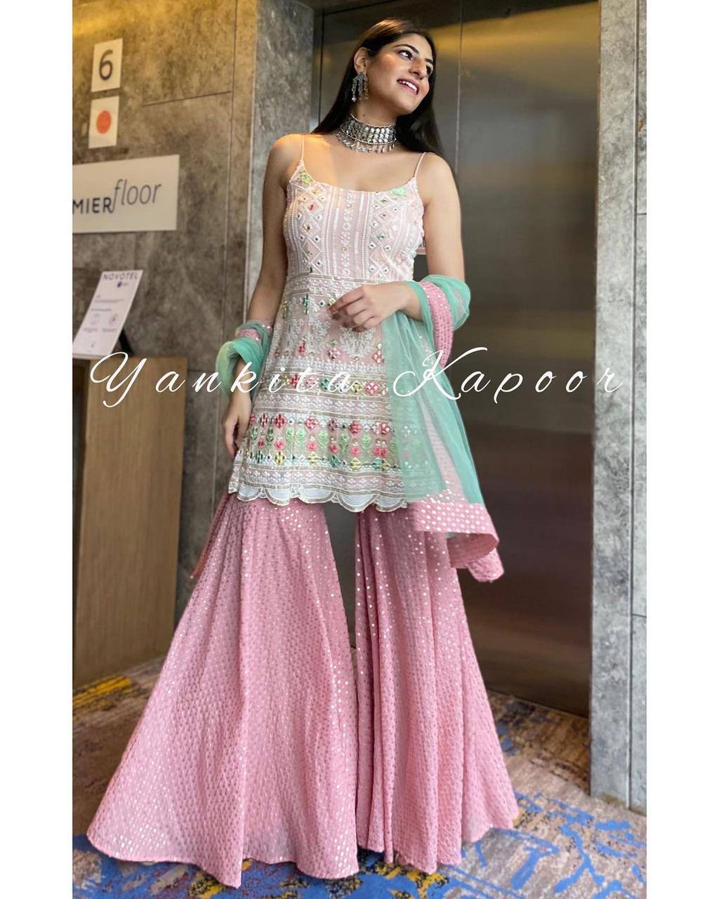 Delisa Indian/Pakistani Ethnic wear Georgette Plaazosharara for womens  sharara dress indian women | Pakistani dress design, Fashion dresses, Party wear  dresses